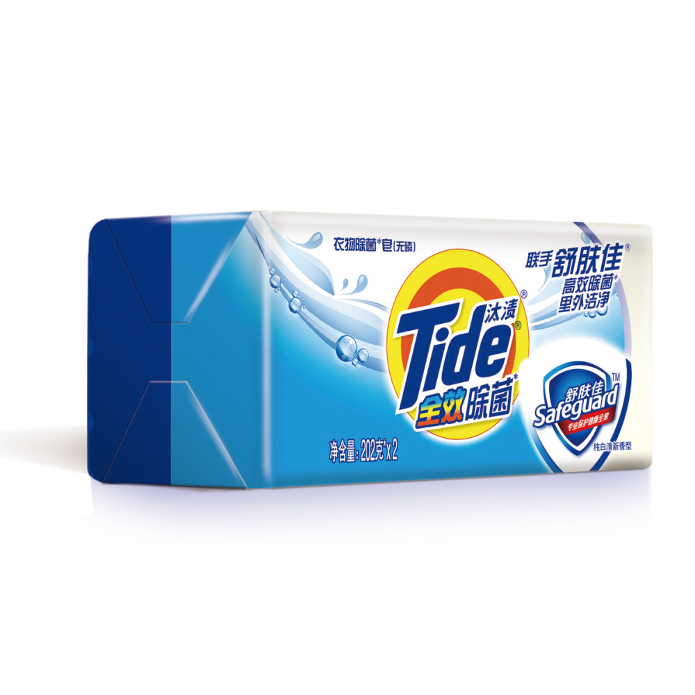 汰渍 全效除菌洗衣皂 202g*2 纯白清新香型 舒肤佳合作款 _汰渍